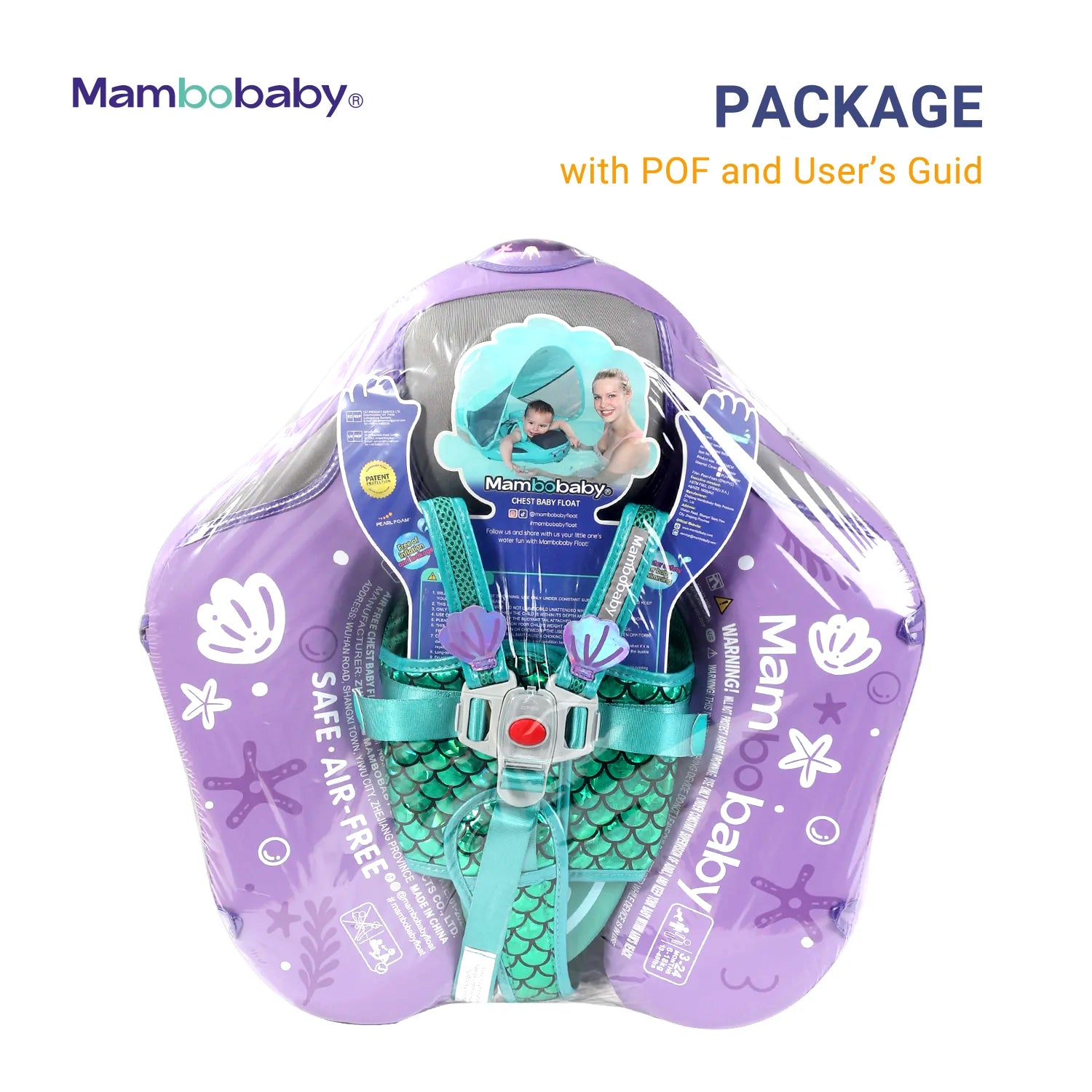 Mambobaby Pool Float With Canopy and Tail Purple Mermaid