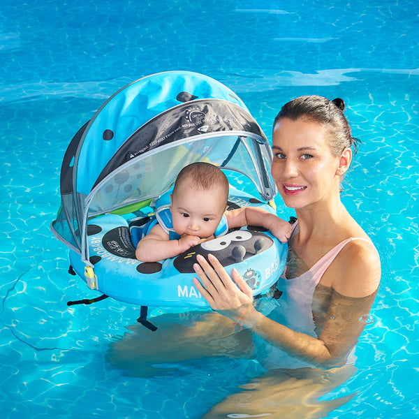 Mambobaby Air-Free Blue Ladybug Chest Float with 3D Canopy