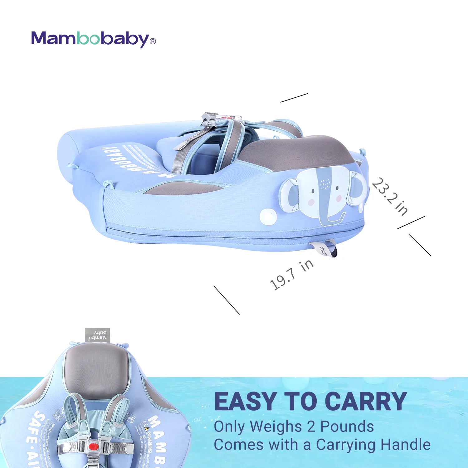 Mambobaby Air-Free Elephant Chest Float with Flat Canopy