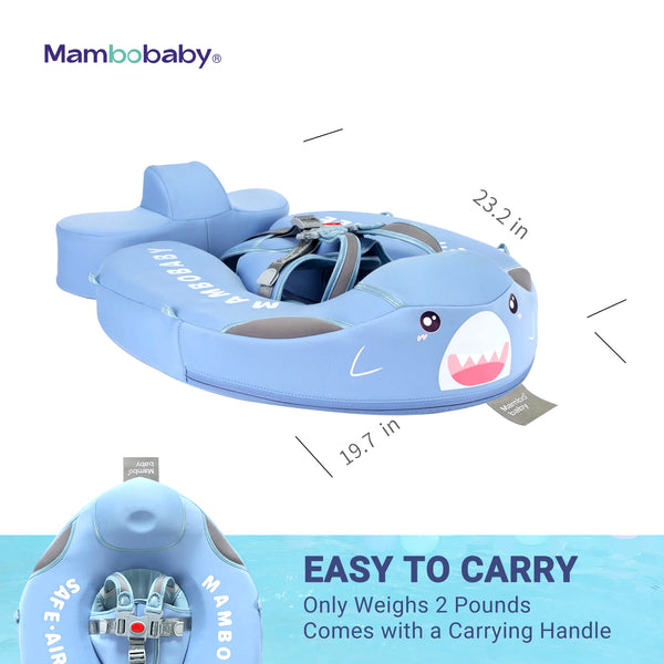 Mambobaby Pool Float with Canopy and Tail  Shark blue