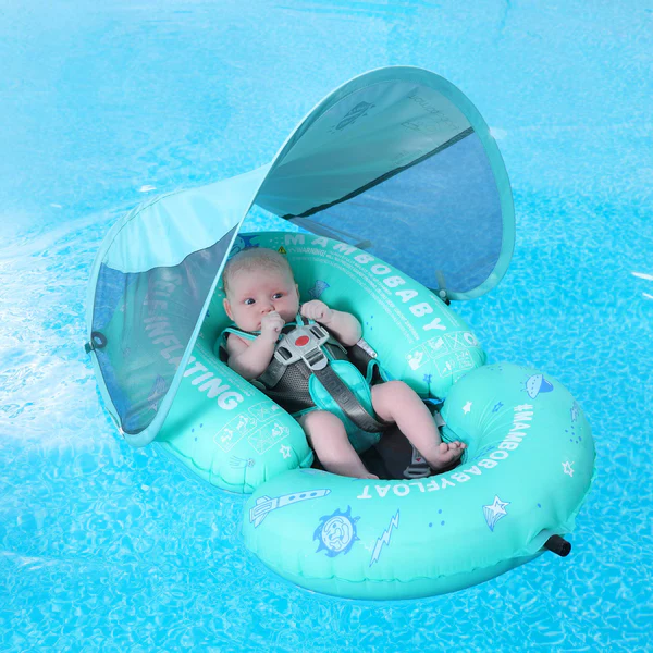 Mambobaby Self-Inflating Bule Chest Floating Bed With Flat Canopy